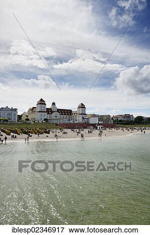 Stock Photo - "Beach and the Kurhaus spa building, Binz, Mecklenburg-Western Pomerania, Germany, Europe". Fotosearch