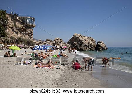 "Beach and the observation deck of Balcon de Europa, Nerja, Costa del Sol, Andalusia, Spain, Europe, PublicGround, Europe" View Large Photo Image Stock Image - "Beach and the observation deck of Balcon de Europa, Nerja, Costa del Sol, Andalusia, Spain, Europe, PublicGround, Europe". Fotosearch