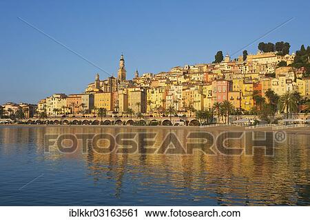 "Beach and town of Menton in the morning light, Menton, Departement Alpes-Maritimes, Region Provence-Alpes-Cote d? ÇÖAzur, France, Europe" View Large Photo Image Stock Image - "Beach and town of Menton in the morning light, Menton, Departement Alpes-Maritimes, Region Provence-Alpes-Cote d? ÇÖAzur, France, Europe". Fotosearch