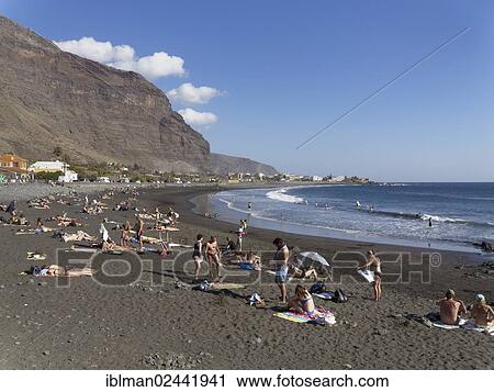 Stock Image - "Beach at La Playa, Valle Gran Rey, La Gomera, Canary Islands, Spain, Europe". Fotosearch