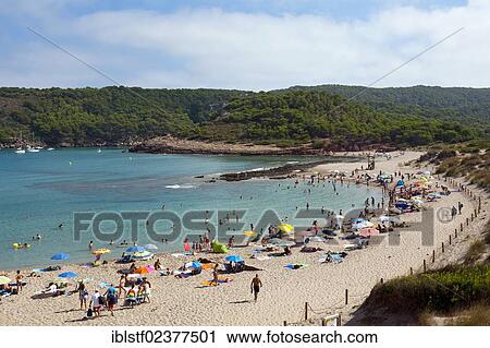 Stock Image - "Beach, bay of Cala d'Algaiarens, northern Menorca, Balearic Islands, Spain, Southern Europe, Europe". Fotosearch
