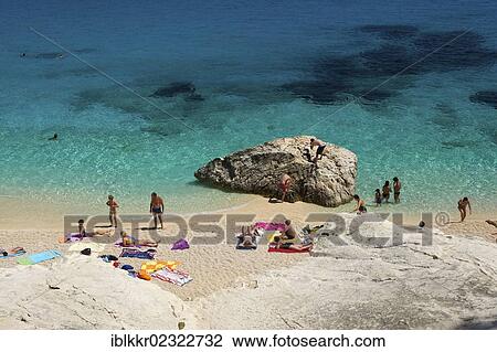 Stock Image - "Beach, Cala Goloritze, Golfo di Orosei, Parco Nazionale del Gennargentu e Golfo di Goloritze, Sardinia, Italy, Europe". Fotosearch