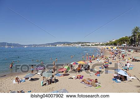 Stock Image - "Beach, Cannes, French Riviera, Provence-Alpes-Cote d'Azur, France, Europe". Fotosearch