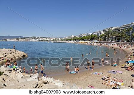 Stock Image - "Beach, Cannes, French Riviera, Provence-Alpes-Cote d'Azur, France, Europe". Fotosearch