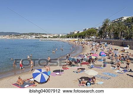 Stock Image - "Beach, Cannes, French Riviera, Provence-Alpes-Cote d'Azur, France, Europe". Fotosearch