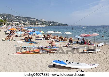 Stock Photo - "Beach, Cannes, French Riviera, Provence-Alpes-Cote d'Azur, France, Europe". Fotosearch