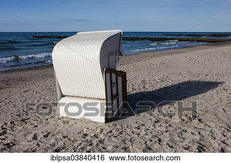 Stock Photograph - "Beach chairs, Nienhagen, Mecklenburg-Western Pomerania, Germany, Europe". Fotosearch