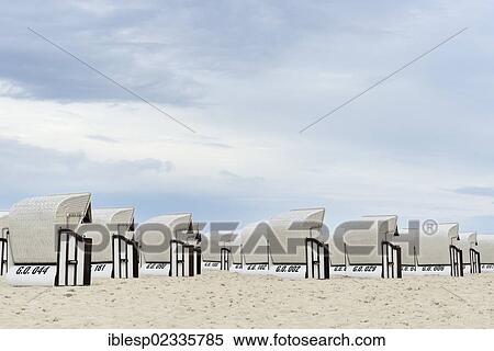 Stock Photography - "Beach chairs on the beach, Baltic Sea resort of Sellin, Baltic Seaside Resort Sellin, Rugen, Mecklenburg-Western Pomerania, Germany, Europe". Fotosearch
