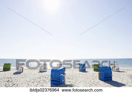 Picture - "Beach chairs on the beach of Wyk, Foehr island, North Frisia, Schleswig-Holstein, Germany, Europe". Fotosearch