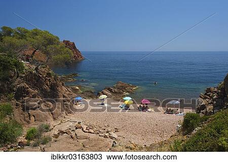 Stock Image - "Beach in a Calanque bay, Saint-Raphael, French Riviera, Var, Provence-Alpes-Cote d? ÇÖAzur, France, Europe". Fotosearch
