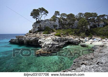 Beach In The Rock Lined Bay Of Calo Des Moro Santanyi Mallorca Calo Des Moro Santanyi Mallorca