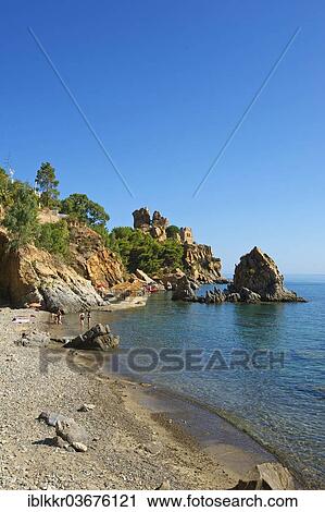 Stock Image - "Beach of Caldura, Cefalu, Province of Palermo, Sicily, Italy, Europe". Fotosearch