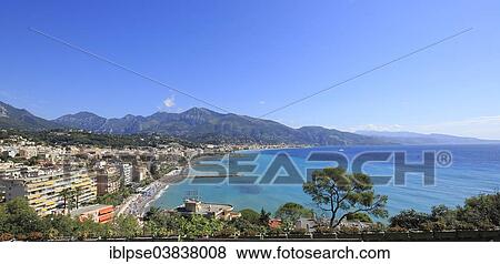 "Beach of Carnoles, looking towards Menton and the ridge of the border to Italy, Roquebrune Cap Martin, Maritime Alps, Provence Alpes Cote d'Azur, France, Europe" View Large Photo Image Stock Photo - "Beach of Carnoles, looking towards Menton and the ridge of the border to Italy, Roquebrune Cap Martin, Maritime Alps, Provence Alpes Cote d'Azur, France, Europe". Fotosearch