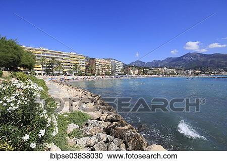 "Beach of Carnoles, looking towards the ridge of the border to Italy, Roquebrune Cap Martin, Maritime Alps, Provence Alpes Cote d'Azur, France, Europe" View Large Photo Image Stock Image - "Beach of Carnoles, looking towards the ridge of the border to Italy, Roquebrune Cap Martin, Maritime Alps, Provence Alpes Cote d'Azur, France, Europe". Fotosearch