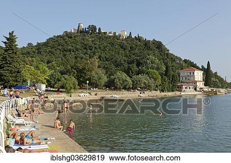 Stock Photo - "Beach of Omisalj, Omisalj, Krk, Kvarner Gulf, Croatia, Europe". Fotosearch