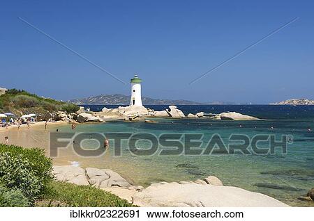 Stock Image - "Beach of Porto Faro with the lighthouse on cape Capo d'Orso, Sardinia, Italy, Europe". Fotosearch