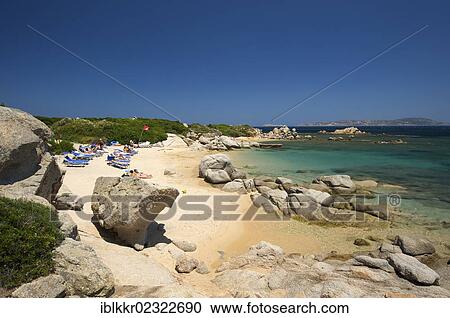 Stock Image - "Beach of the Valle dell Erica Hotel in Santa Teresa di Gallura, Sardinia, Italy, Europe". Fotosearch