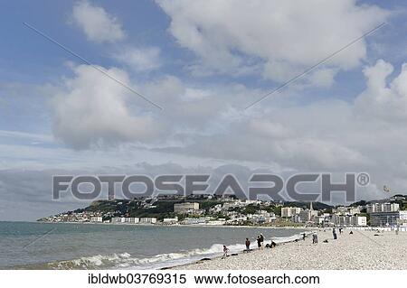 Stock Photography - "Beach on the Atlantic Ocean, Le Havre, Departement Seine-Maritime, Haute-Normandie, France, Europe". Fotosearch
