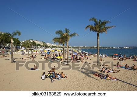 Stock Photo - "Beach on the Croisette, Cannes, French Riviera, Alpes-Maritimes, Provence-Alpes-Cote d? ÇÖAzur, France, Europe". Fotosearch