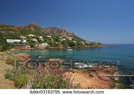 Stock Photography - "Beach Plage d'Antheor and Cap Roux, Antheor, Saint-Raphael, French Riviera, Var, Provence-Alpes-Cote d? ÇÖAzur, France, Europe". Fotosearch