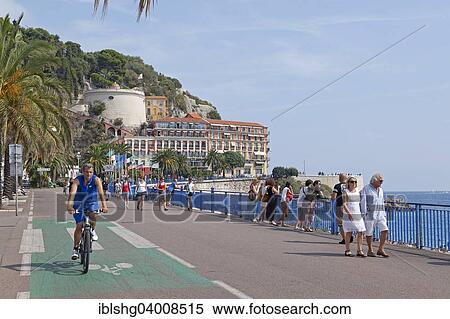 Stock Photography - "Beach promenade, Nice, Alpes-Maritimes, Provence-Alpes-Cote d'Azur, France, Europe". Fotosearch