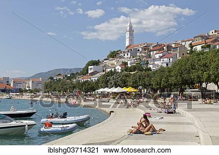 "Beach promenade, Novi Vinodolski, Kvarner Gulf, Croatia, Europe" View Large Photo Image Stock Image - "Beach promenade, Novi Vinodolski, Kvarner Gulf, Croatia, Europe". Fotosearch