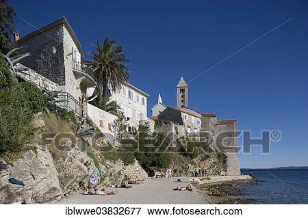 Stock Photo - "Beach, Rab, Rab island, Primorje-Gorski Kotar County, Croatia, Europe". Fotosearch