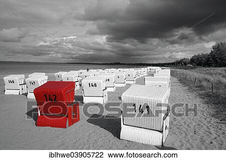 "Beach with beach chairs, one red highlighted beach chair, Boltenhagen, Mecklenburg-Western Pomerania, Germany, Europe" View Large Photo Image Stock Image - "Beach with beach chairs, one red highlighted beach chair, Boltenhagen, Mecklenburg-Western Pomerania, Germany, Europe". Fotosearch