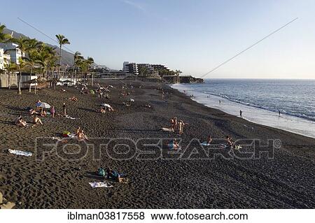 Stock Photo - "Beach with black sand, Puerto Naos, La Palma, Canary Islands, Spain, Europe". Fotosearch