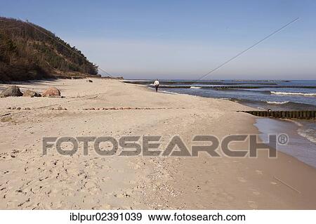 Stock Photo - "Beach with cliffs in Koserow, Usedom Island, Mecklenburg-Western Pomerania, Germany, Europe". Fotosearch