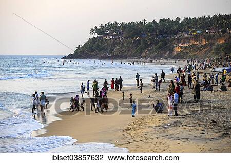 Stock Image - "Beach with red cliffs, North Cliff, Arabian Sea, Varkala, Kerala, South India, India, Asia". Fotosearch