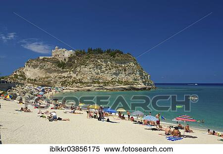 "Beach, with the church of Santa Maria dell'Isola at the back, Tropea, Calabria, Italy, Europe" View Large Photo Image Stock Photography - "Beach, with the church of Santa Maria dell'Isola at the back, Tropea, Calabria, Italy, Europe". Fotosearch
