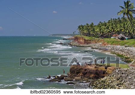 "Beachline with palm trees along the coast near Varkala, India, Asia" View Large Photo Image Stock Photography - "Beachline with palm trees along the coast near Varkala, India, Asia". Fotosearch