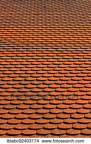 Picture - "Beavertail roof tiles, Schaeftlarn, Bavaria, Germany, Europe". Fotosearch