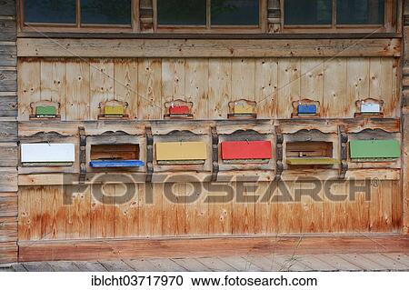 Stock Image - "Bee hives, Werdenfelser Land, Upper Bavaria, Bavaria, Germany, Europe". Fotosearch