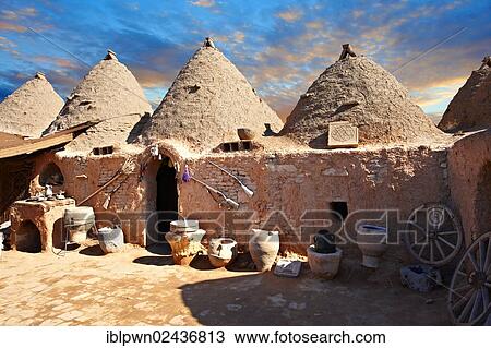 Stock Image - "Beehive adobe buildings of Harran, south west Anatolia, Turkey, Asia". Fotosearch