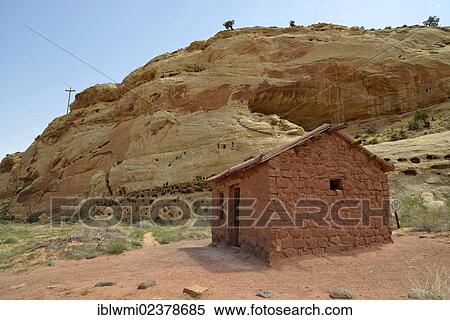 Stock Photography - "Behunin Cabin, historic stone house, Capitol Reef National Park, Utah, Southwestern USA, USA". Fotosearch