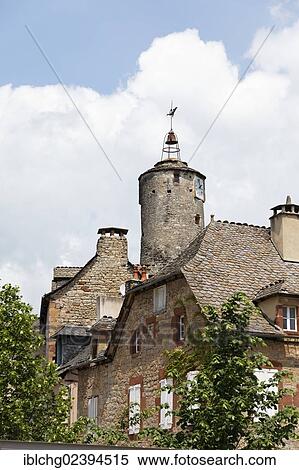 Stock Photography - "Belfry, La Canourgue, Lot valley, Lozere, France, Europe". Fotosearch