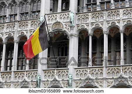 "Belgian flag at the Maison du Roi, Brussels, Brussels Region, Belgium, Europe" View Large Photo Image Stock Photo - "Belgian flag at the Maison du Roi, Brussels, Brussels Region, Belgium, Europe". Fotosearch