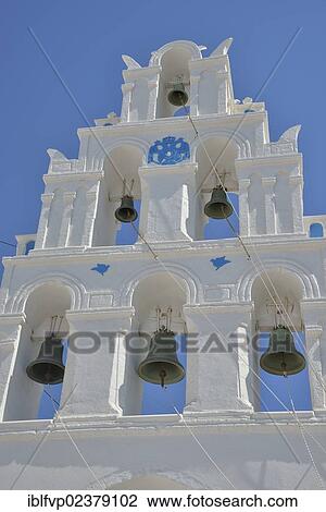 "Bell tower of the Agii Anargiri church at the entrance to the village of Megalochori, Santorini, Cyclades, Greek Islands, Greece, Europe" View Large Photo Image Stock Image - "Bell tower of the Agii Anargiri church at the entrance to the village of Megalochori, Santorini, Cyclades, Greek Islands, Greece, Europe". Fotosearch