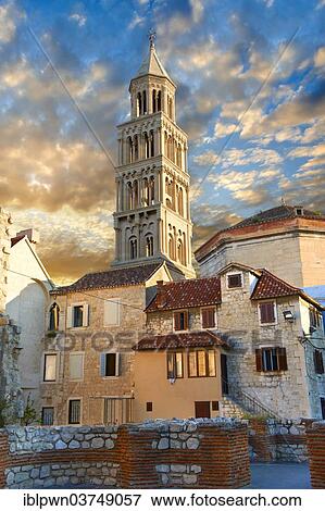 Stock Photo - "Bell tower of the Cathedral of Saint Domnius, Split, Croatia, Europe". Fotosearch