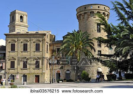 "Bell tower of the church Chiesa di Maria Santissima del Carmine, defence tower Torre di Bassano, 15th century, Piazza G Rossetti, historic center, Vasto, Abruzzo, Italy, Europe" View Large Photo Image Stock Photography - "Bell tower of the church Chiesa di Maria Santissima del Carmine, defence tower Torre di Bassano, 15th century, Piazza G Rossetti, historic center, Vasto, Abruzzo, Italy, Europe". Fotosearch