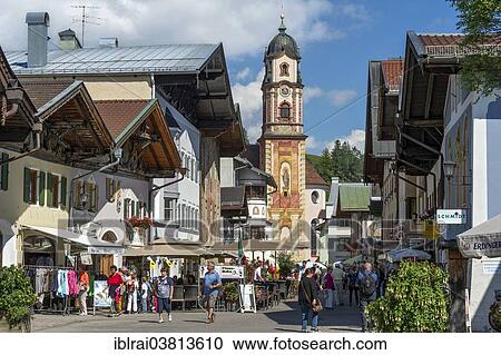 "Bell tower of the parish church of St. Peter and Paul with Luftlmalerei, Mittenwald, Werdenfelser Land, Upper Bavaria, Bavaria, Germany, Europe" View Large Photo Image Stock Image - "Bell tower of the parish church of St. Peter and Paul with Luftlmalerei, Mittenwald, Werdenfelser Land, Upper Bavaria, Bavaria, Germany, Europe". Fotosearch