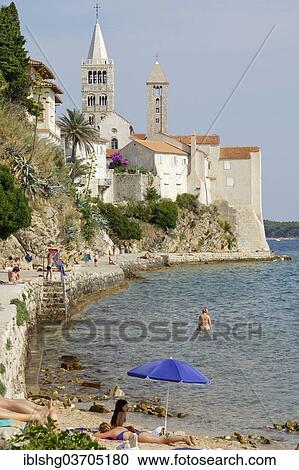 "Bell towers of St. Mary's Cathedral and St. Andrew's Church in the Kaldanac quarter, Rab, Rab, Primorje-Gorski Kotar, Croatia, Europe" View Large Photo Image Stock Image - "Bell towers of St. Mary's Cathedral and St. Andrew's Church in the Kaldanac quarter, Rab, Rab, Primorje-Gorski Kotar, Croatia, Europe". Fotosearch