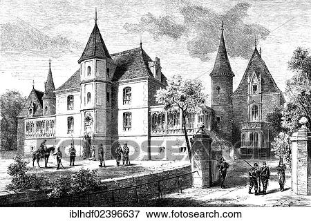 Stock Photo - "Bellevue Palace in Sedan-Donchery, location of the signing of the French surrender on 09. 02. 1870, Franco-German War of 1870-1871 between the French Empire and the Kingdom of Prussia". Fotosearch