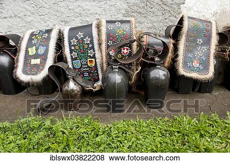 "Bells and embroidered collars for the Almabtrieb cattle drive, alpine pasture near Kerns, Canton of Obwalden, Switzerland, Europe" View Large Photo Image Stock Photo - "Bells and embroidered collars for the Almabtrieb cattle drive, alpine pasture near Kerns, Canton of Obwalden, Switzerland, Europe". Fotosearch