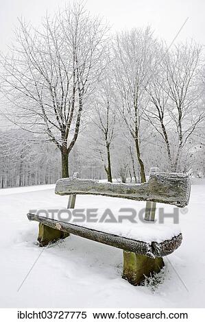 "Bench in the snow, Baumberge hills, Munsterland, Nordrhein-Westfalen, Germany, Europe" View Large Photo Image Stock Photography - "Bench in the snow, Baumberge hills, Munsterland, Nordrhein-Westfalen, Germany, Europe". Fotosearch