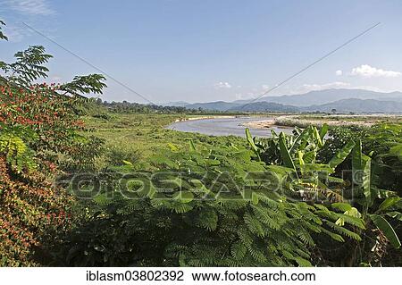Stock Image - "Bend of the Maenam Kok River, near Mae Ai, Province of Chiang Rai, Thailand, Asia". Fotosearch