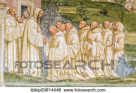 "Benedict lets a spring appear, Life of St. Benedict, fresco by Sodoma, picture 14, detail, Cloister of Abbazia di Monte Oliveto Maggiore Abbey, Tuscany, Italy, Europe" View Large Photo Image Stock Photo - "Benedict lets a spring appear, Life of St. Benedict, fresco by Sodoma, picture 14, detail, Cloister of Abbazia di Monte Oliveto Maggiore Abbey, Tuscany, Italy, Europe". Fotosearch