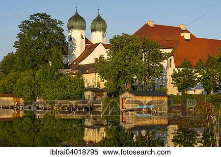 "Benedictine Kloster Seeon monastery with monastery church of St. Lambert, Klostersee, Seebruck, Chiemgau, Upper Bavaria, Bavaria, Germany, Europe" View Large Photo Image Stock Photography - "Benedictine Kloster Seeon monastery with monastery church of St. Lambert, Klostersee, Seebruck, Chiemgau, Upper Bavaria, Bavaria, Germany, Europe". Fotosearch